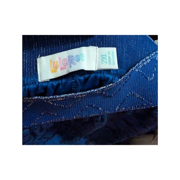 Lularoe Skirt Womens PLus Size 2xl XXL Blue Silver Lace Lined New w/tag Stretch - Picture 3 of 9
